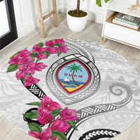 Guam Chamorro Round Carpet Curves Polynesian Tattoo Mix Bougainvillea