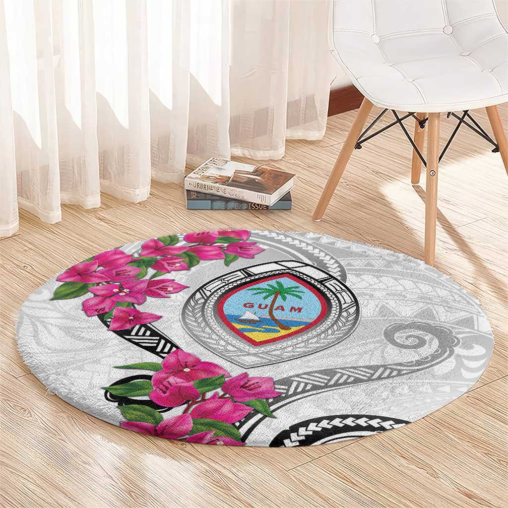 Guam Chamorro Round Carpet Curves Polynesian Tattoo Mix Bougainvillea