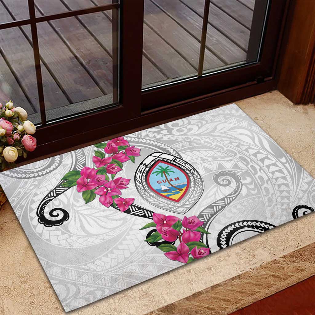 Guam Chamorro Rubber Doormat Curves Polynesian Tattoo Mix Bougainvillea