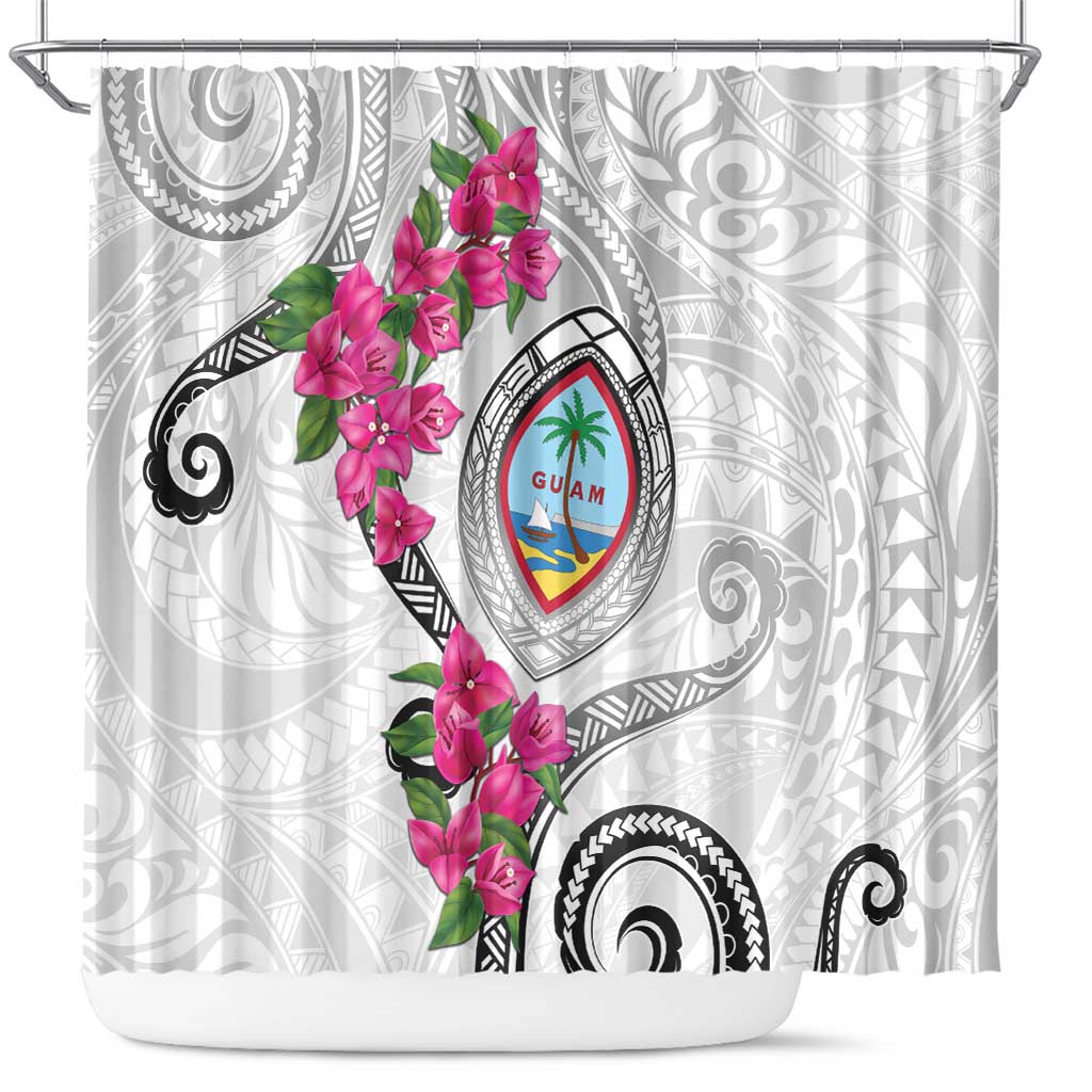 Guam Chamorro Shower Curtain Curves Polynesian Tattoo Mix Bougainvillea