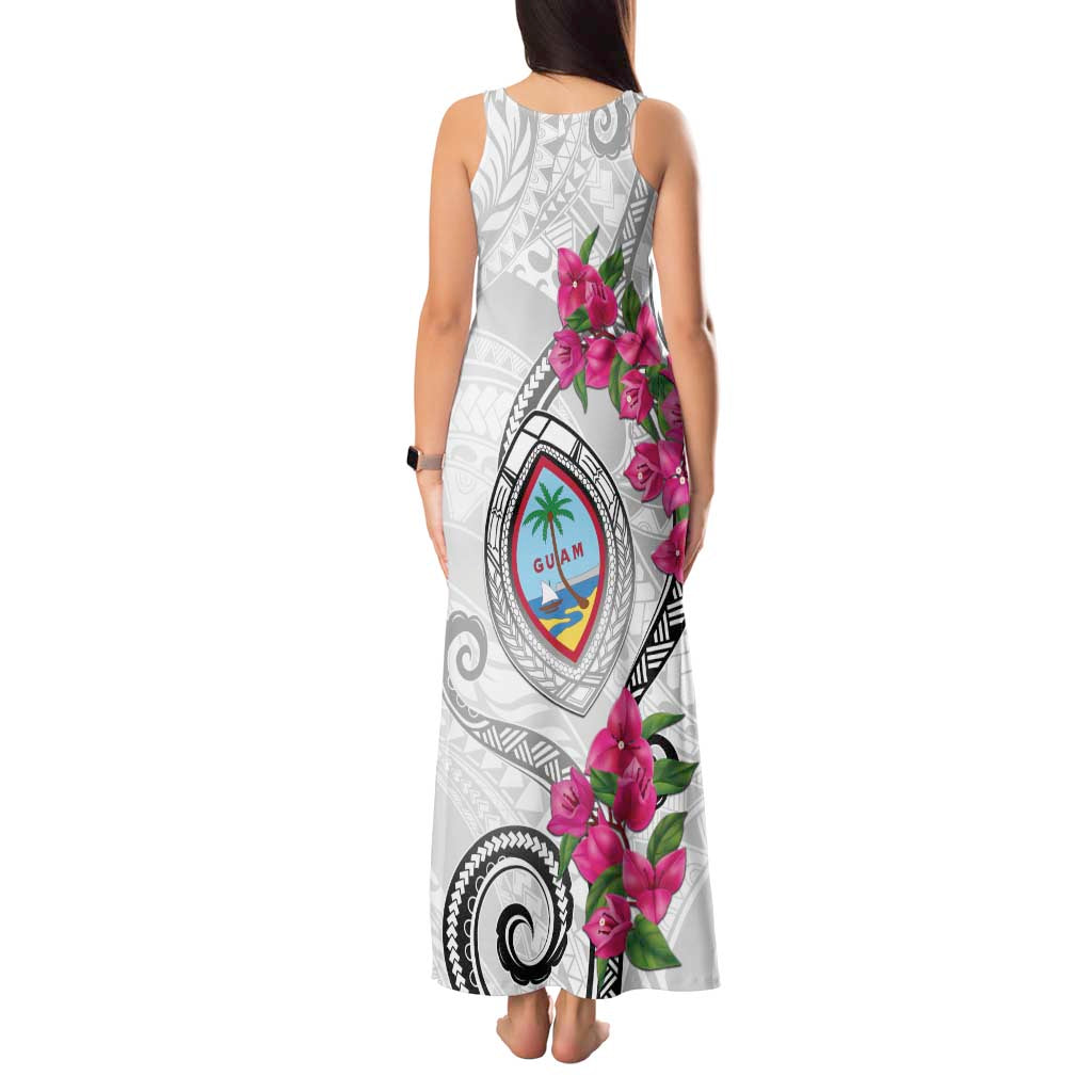 Guam Chamorro Tank Maxi Dress Curves Polynesian Tattoo Mix Bougainvillea