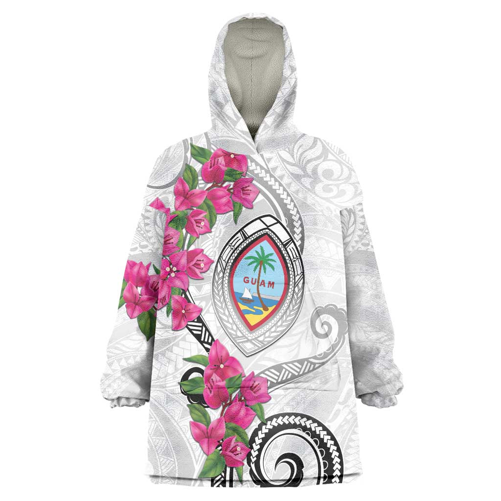 Guam Chamorro Wearable Blanket Hoodie Curves Polynesian Tattoo Mix Bougainvillea