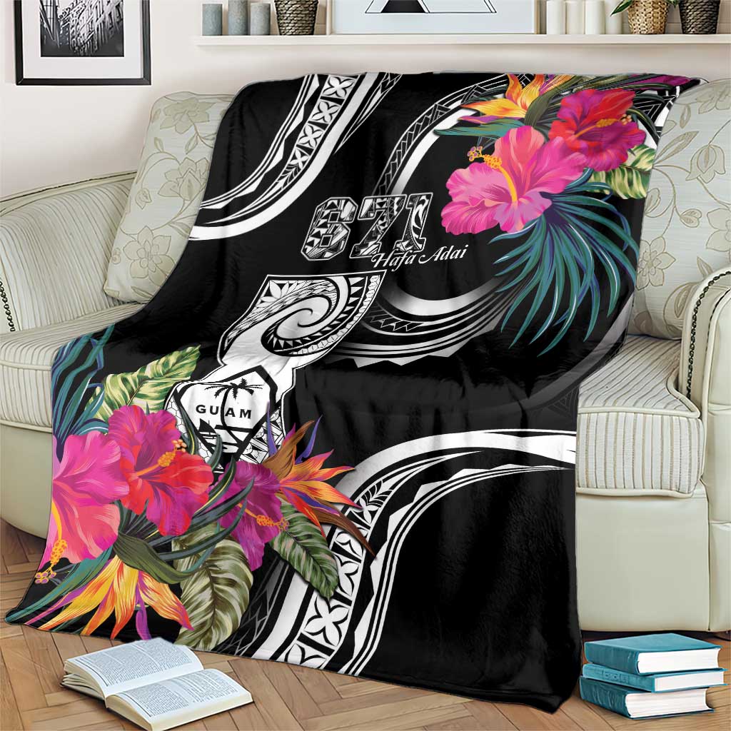 Hafa Adai Guam Blanket Polynesian Tattoo Tropical Flowers