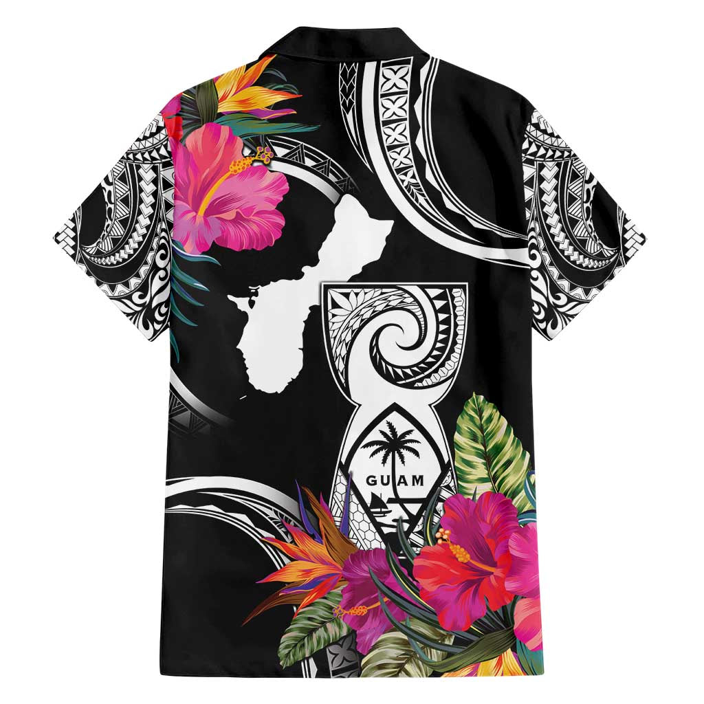 Hafa Adai Guam Hawaiian Shirt Polynesian Tattoo Tropical Flowers