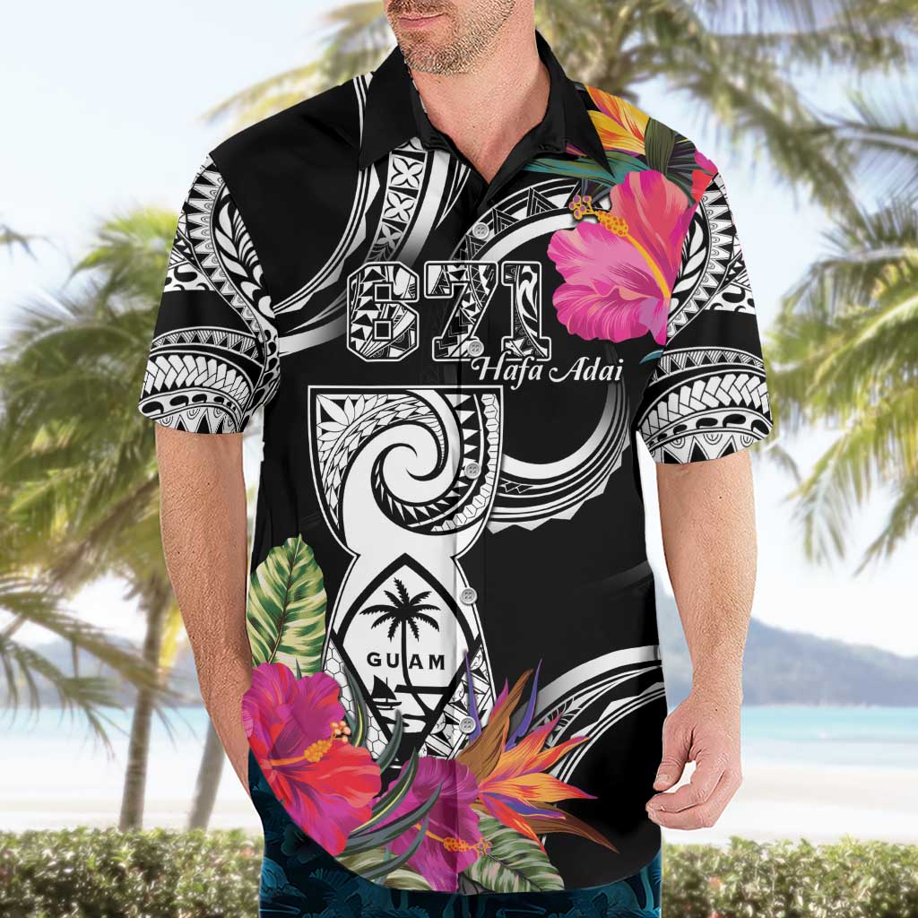 Hafa Adai Guam Hawaiian Shirt Polynesian Tattoo Tropical Flowers