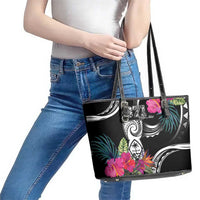 Hafa Adai Guam Leather Tote Bag Polynesian Tattoo Tropical Flowers