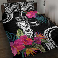 Hafa Adai Guam Quilt Bed Set Polynesian Tattoo Tropical Flowers
