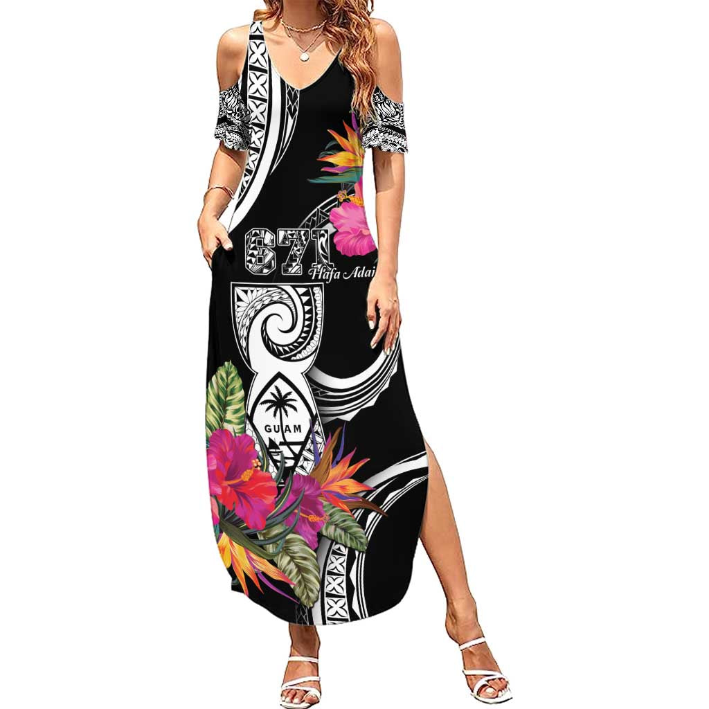 Hafa Adai Guam Summer Maxi Dress Polynesian Tattoo Tropical Flowers