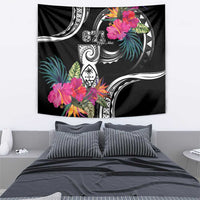 Hafa Adai Guam Tapestry Polynesian Tattoo Tropical Flowers