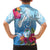 Hafa Adai Guam Hawaiian Shirt Tropical Flowers Blue Gradient