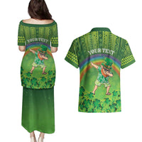 Personalised Hawaii Saint Patrick's Day Couples Matching Puletasi and Hawaiian Shirt Let's Get Fit Shaced