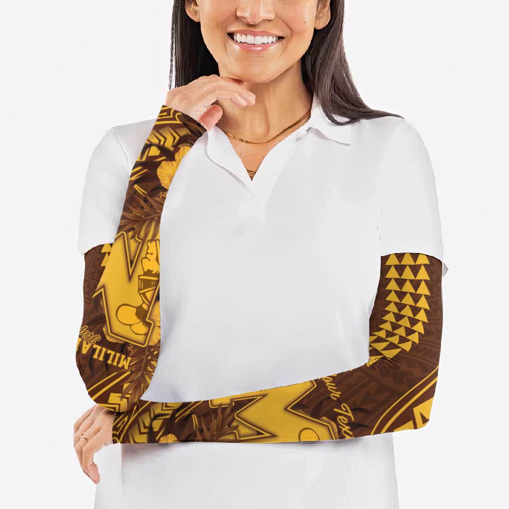 Personalised Hawaii Mililani High School Arm Sleeves Tribal Tattoo With Hibiscus Flowers