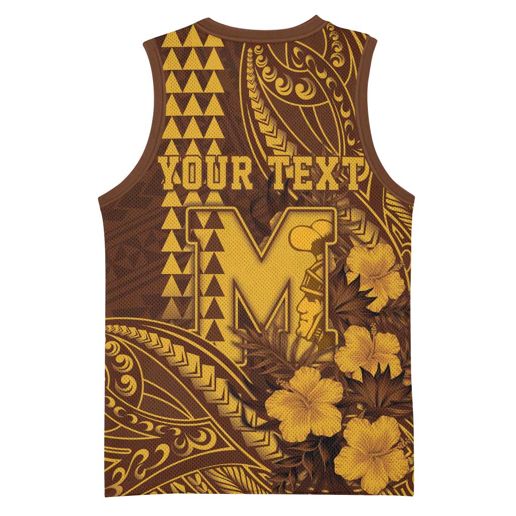 Personalised Hawaii Mililani High School Basketball Jersey Tribal Tattoo With Hibiscus Flowers