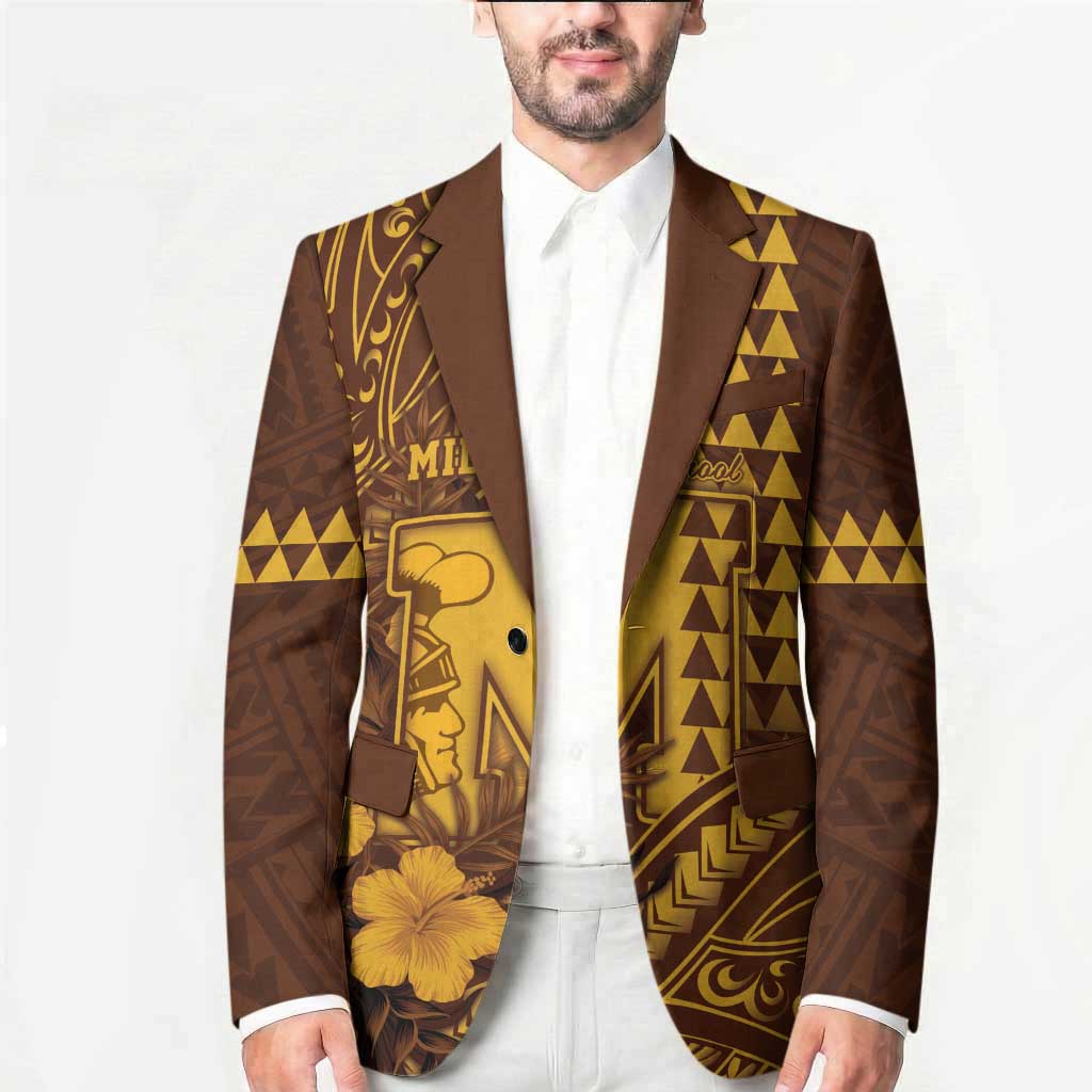 Personalised Hawaii Mililani High School Blazer Tribal Tattoo With Hibiscus Flowers