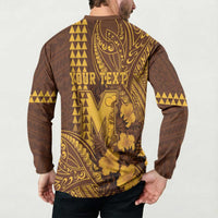 Personalised Hawaii Mililani High School Button Sweatshirt Tribal Tattoo With Hibiscus Flowers
