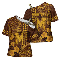 Personalised Hawaii Mililani High School Cross Shoulder Shirt Tribal Tattoo With Hibiscus Flowers LT05 - Polynesian Pride