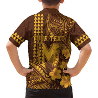 Personalised Hawaii Mililani High School Family Matching Off The Shoulder Long Sleeve Dress and Hawaiian Shirt Tribal Tattoo With Hibiscus Flowers LT05 - Polynesian Pride