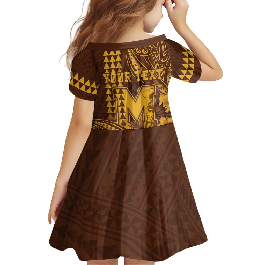 Personalised Hawaii Mililani High School Family Matching Off The Shoulder Long Sleeve Dress and Hawaiian Shirt Tribal Tattoo With Hibiscus Flowers LT05 - Polynesian Pride