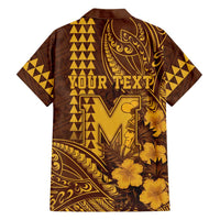 Personalised Hawaii Mililani High School Family Matching Off The Shoulder Long Sleeve Dress and Hawaiian Shirt Tribal Tattoo With Hibiscus Flowers LT05 - Polynesian Pride
