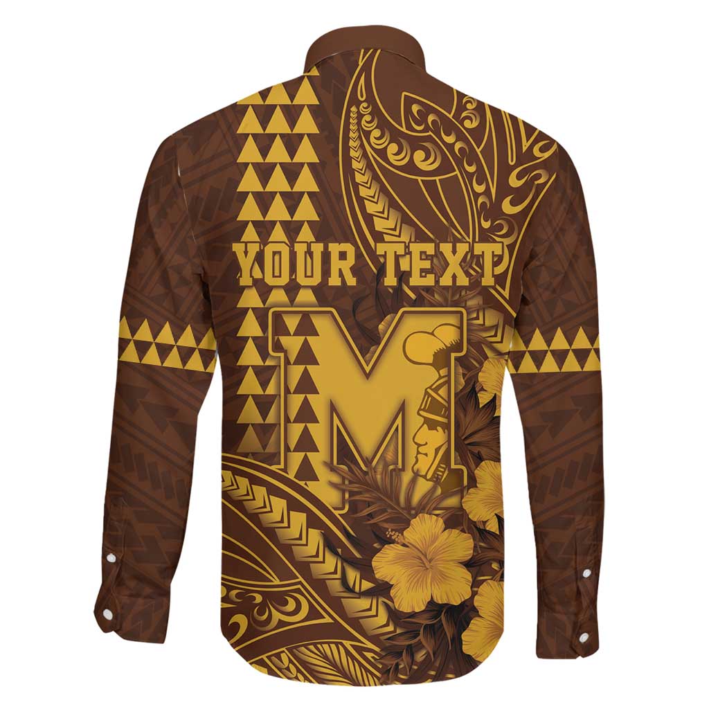 Personalised Hawaii Mililani High School Family Matching Off The Shoulder Long Sleeve Dress and Hawaiian Shirt Tribal Tattoo With Hibiscus Flowers LT05 - Polynesian Pride
