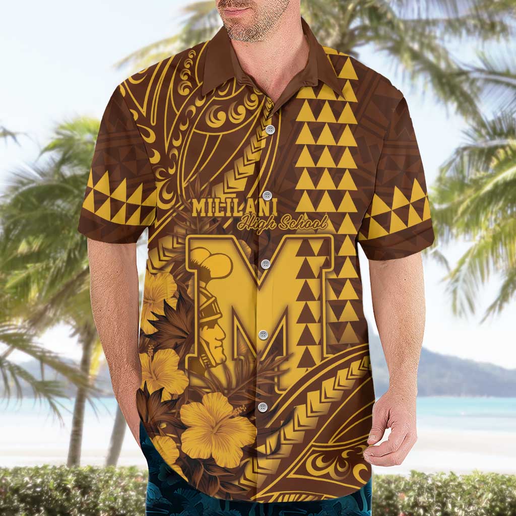 Personalised Hawaii Mililani High School Hawaiian Shirt Tribal Tattoo With Hibiscus Flowers