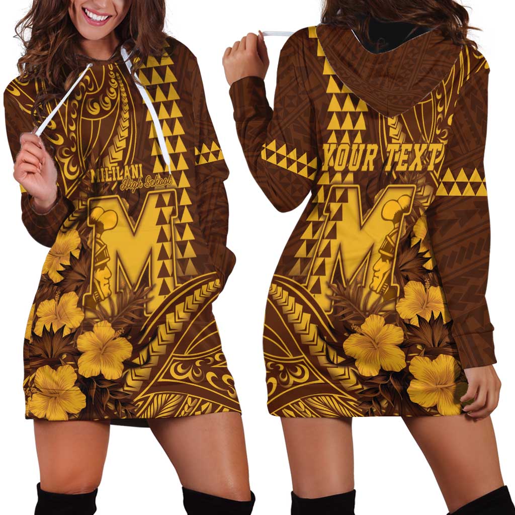 Personalised Hawaii Mililani High School Hoodie Dress Tribal Tattoo With Hibiscus Flowers