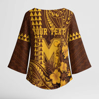 Personalised Hawaii Mililani High School Kimono Sleeve Blouse Tribal Tattoo With Hibiscus Flowers