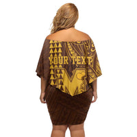 Personalised Hawaii Mililani High School Off Shoulder Short Dress Tribal Tattoo With Hibiscus Flowers