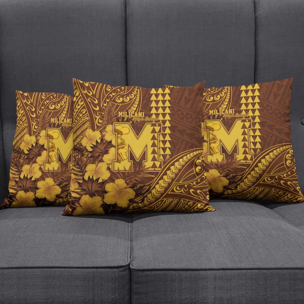 Hawaii Mililani High School Pillow Cover Tribal Tattoo With Hibiscus Flowers LT05 - Polynesian Pride