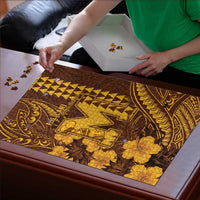 Hawaii Mililani High School Puzzle Tribal Tattoo With Hibiscus Flowers