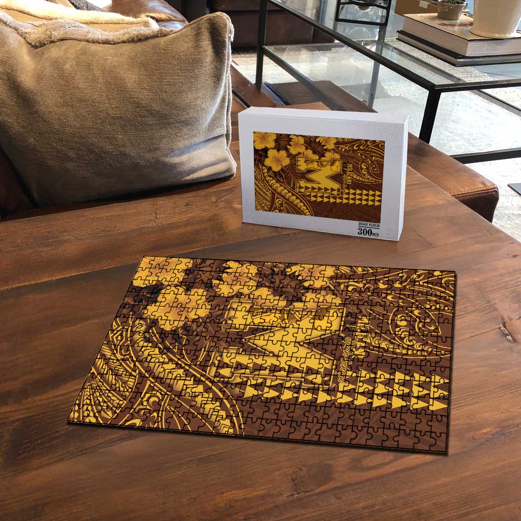 Hawaii Mililani High School Puzzle Tribal Tattoo With Hibiscus Flowers