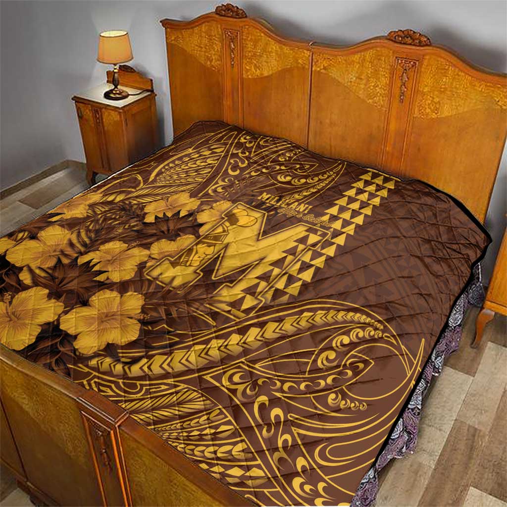 Hawaii Mililani High School Quilt Tribal Tattoo With Hibiscus Flowers