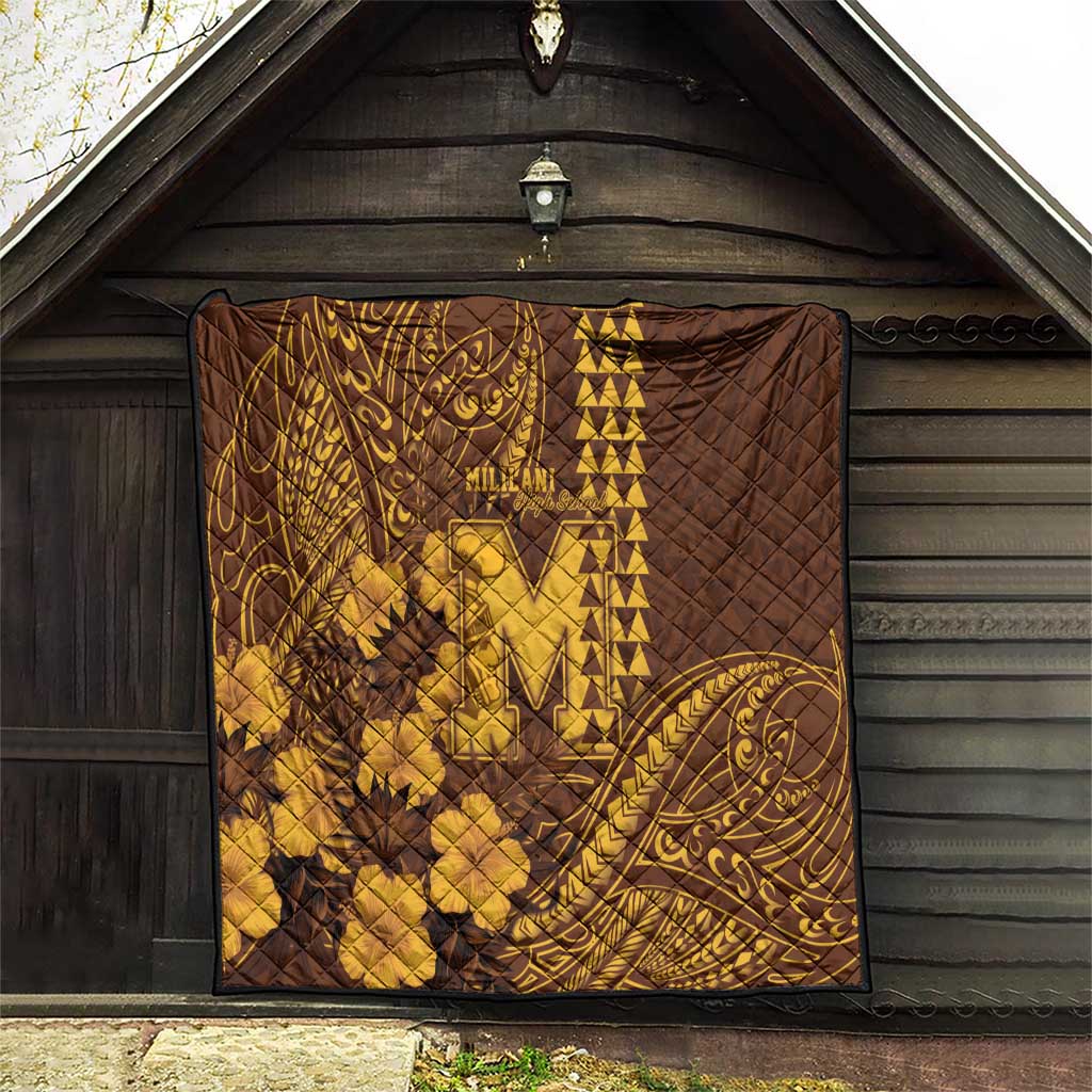 Hawaii Mililani High School Quilt Tribal Tattoo With Hibiscus Flowers