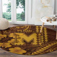 Hawaii Mililani High School Round Carpet Tribal Tattoo With Hibiscus Flowers