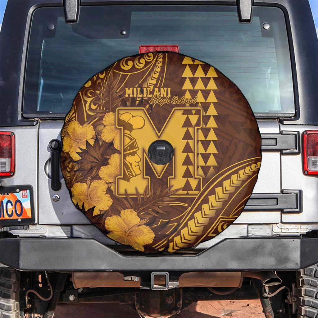Hawaii Mililani High School Spare Tire Cover Tribal Tattoo With Hibiscus Flowers