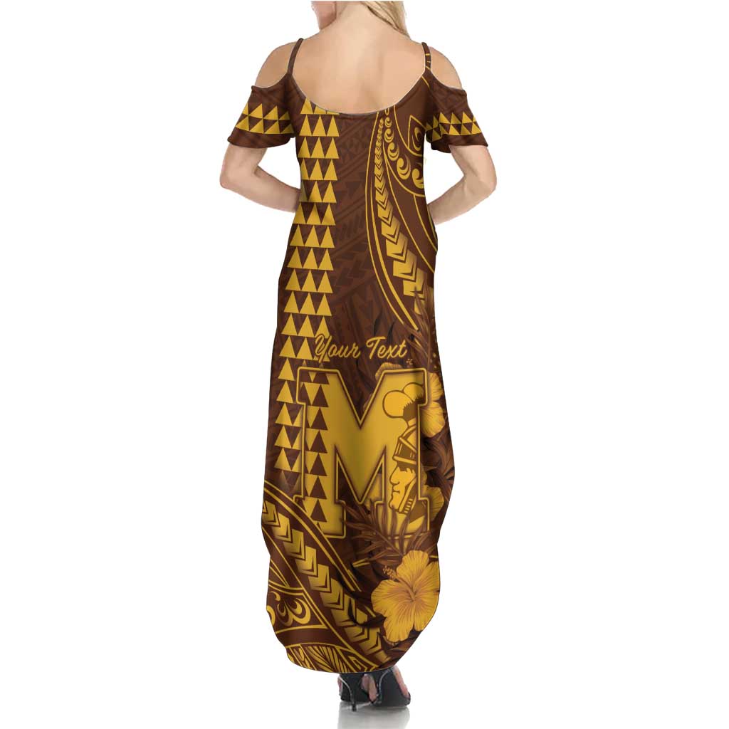 Personalised Hawaii Mililani High School Summer Maxi Dress Tribal Tattoo With Hibiscus Flowers