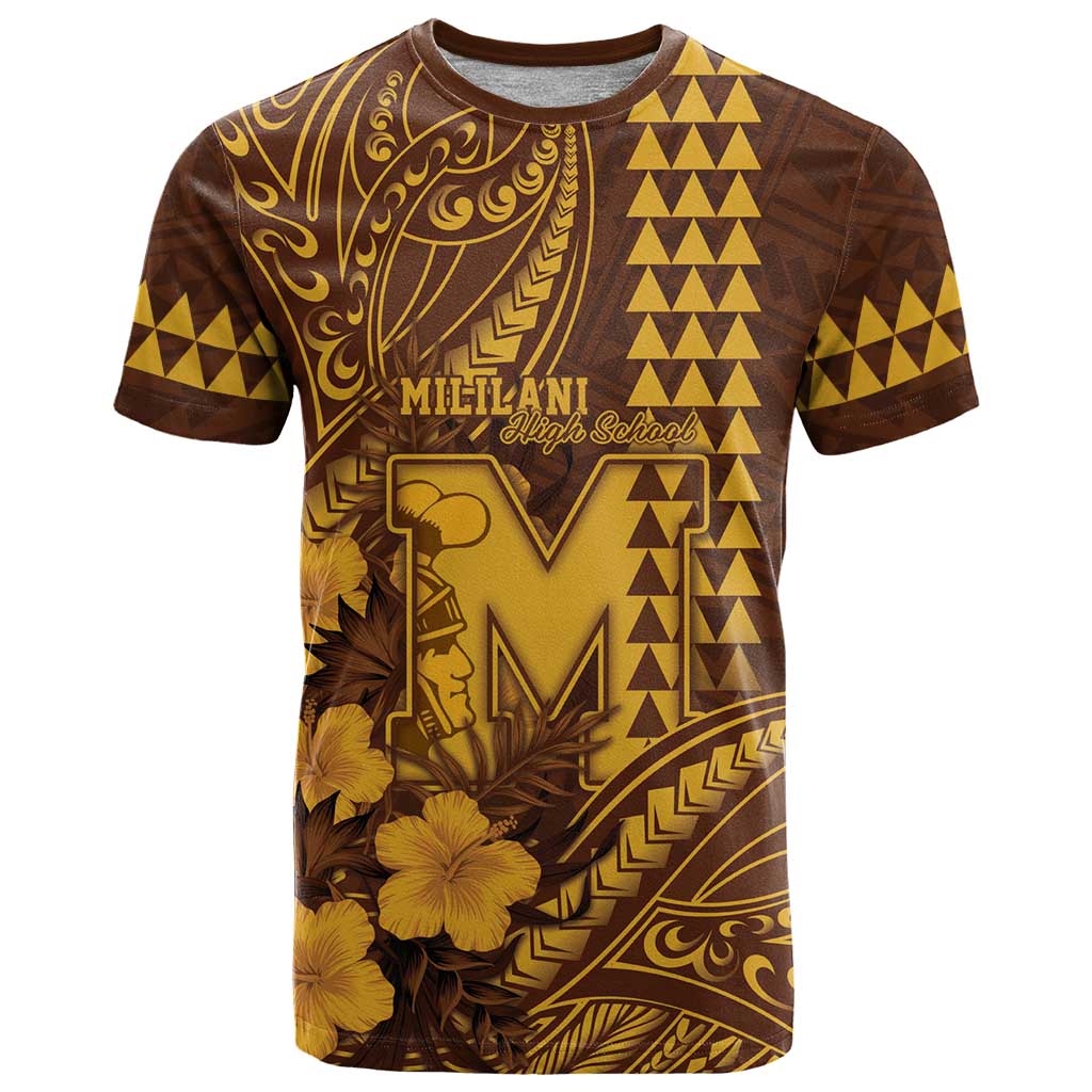 Personalised Hawaii Mililani High School T Shirt Tribal Tattoo With Hibiscus Flowers