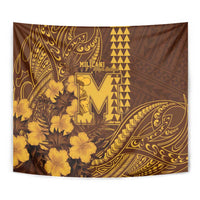 Hawaii Mililani High School Tapestry Tribal Tattoo With Hibiscus Flowers