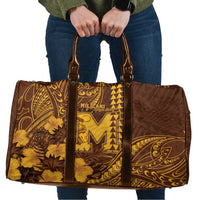 Hawaii Mililani High School Travel Bag Tribal Tattoo With Hibiscus Flowers LT05 Brown - Polynesian Pride