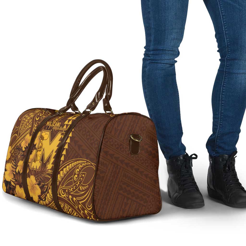 Hawaii Mililani High School Travel Bag Tribal Tattoo With Hibiscus Flowers LT05 - Polynesian Pride