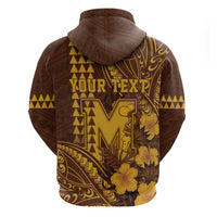 Personalised Hawaii Mililani High School Zip Hoodie Tribal Tattoo With Hibiscus Flowers