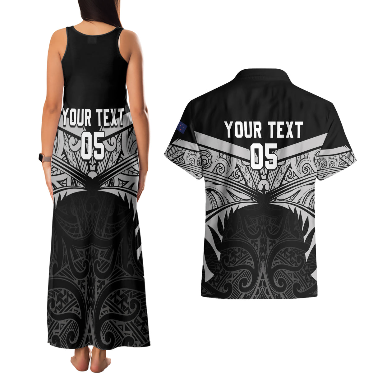 Custom New Zealand Cricket Couples Matching Tank Maxi Dress and Hawaiian Shirt Go Champions World Cup 2024 With Maori Pattern
