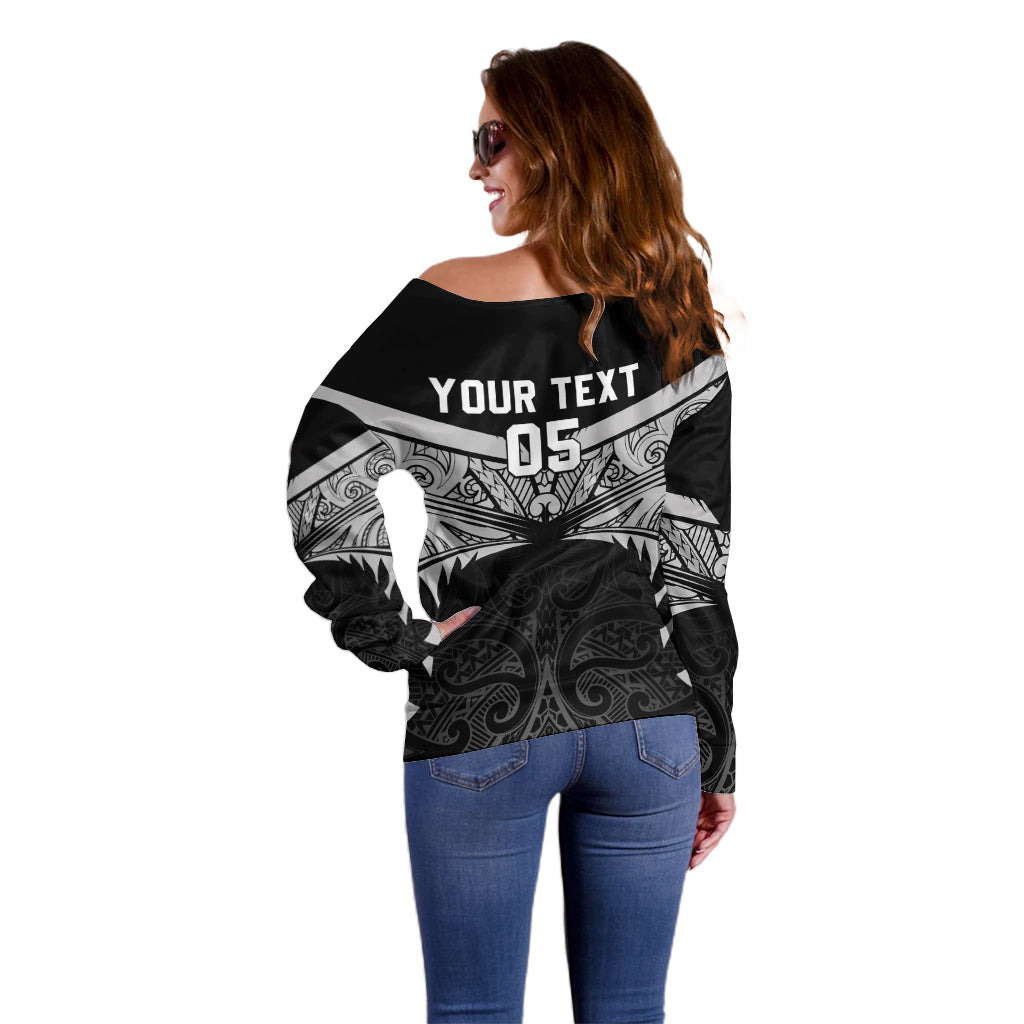 Custom New Zealand Cricket Off Shoulder Sweater Go Champions World Cup 2024 With Maori Pattern