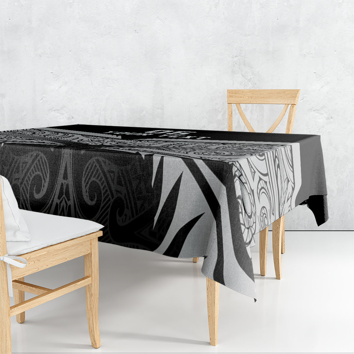 Custom New Zealand Cricket Tablecloth Go Champions World Cup 2024 With Maori Pattern