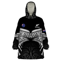 Custom New Zealand Cricket Wearable Blanket Hoodie Go Champions World Cup 2024 With Maori Pattern