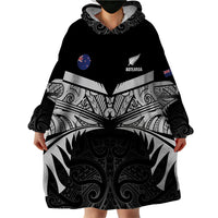 Custom New Zealand Cricket Wearable Blanket Hoodie Go Champions World Cup 2024 With Maori Pattern