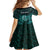 Personalised New Zealand Darts Family Matching Off Shoulder Maxi Dress and Hawaiian Shirt Turquoise Dart Board Maori Pattern