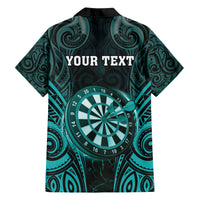 Personalised New Zealand Darts Hawaiian Shirt Turquoise Dart Board Maori Pattern