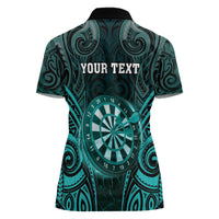 Personalised New Zealand Darts Women Polo Shirt Turquoise Dart Board Maori Pattern