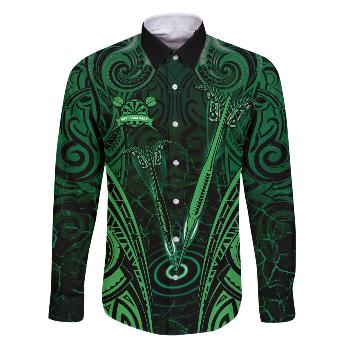 Personalised New Zealand Darts Family Matching Summer Maxi Dress and Hawaiian Shirt Green Dart Board Maori Pattern